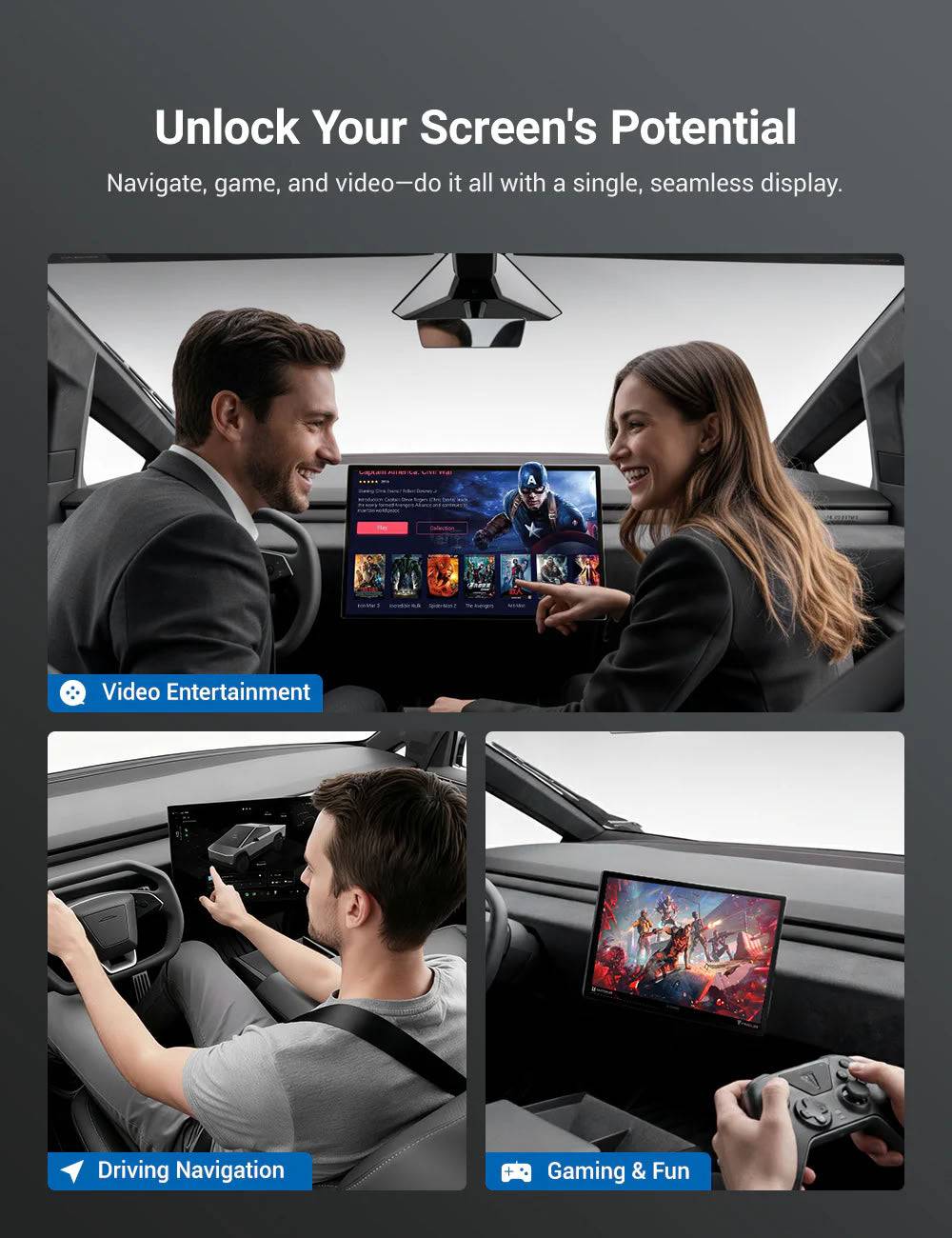 Rotatable Center Console Screen Mount for Tesla Cybertruck - Teskay