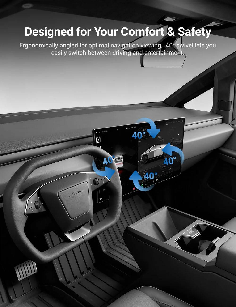 Rotatable Center Console Screen Mount for Tesla Cybertruck - Teskay