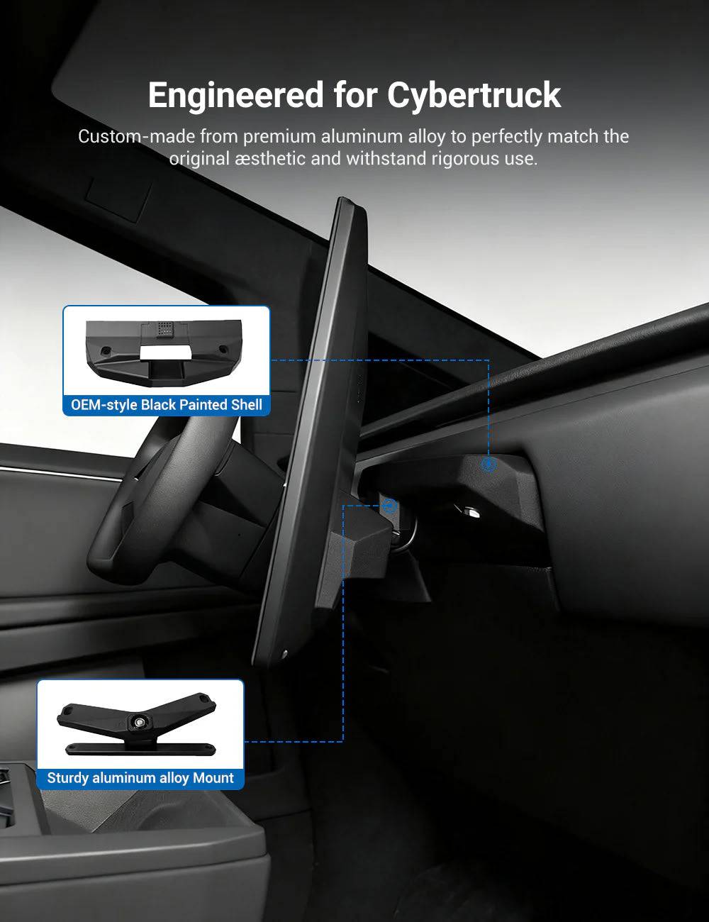 Rotatable Center Console Screen Mount for Tesla Cybertruck - Teskay