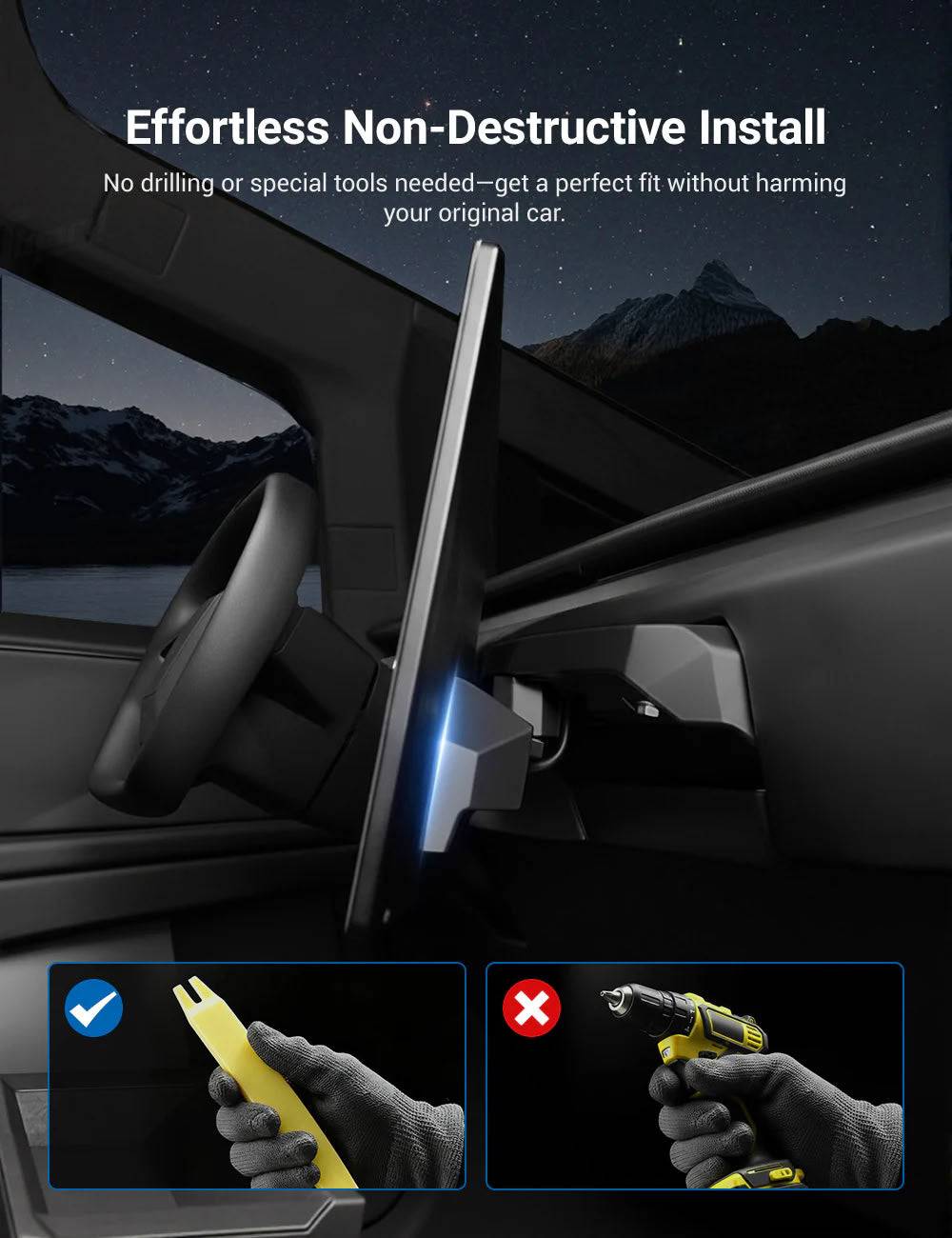 Rotatable Center Console Screen Mount for Tesla Cybertruck - Teskay