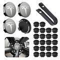 Wheel Center Cap Kit with Puller for Model 3/Y/S/X | 4 Hub Caps + 20 Lug Nut Covers