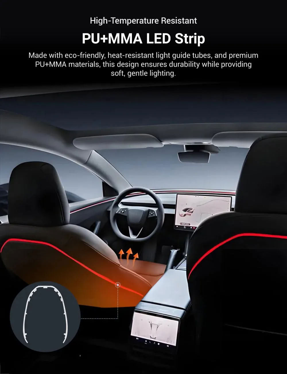 Seat Back Ambient Lighting for Tesla Model 3 Highland 2024+ / New Model Y 2025+ (Set of 2)