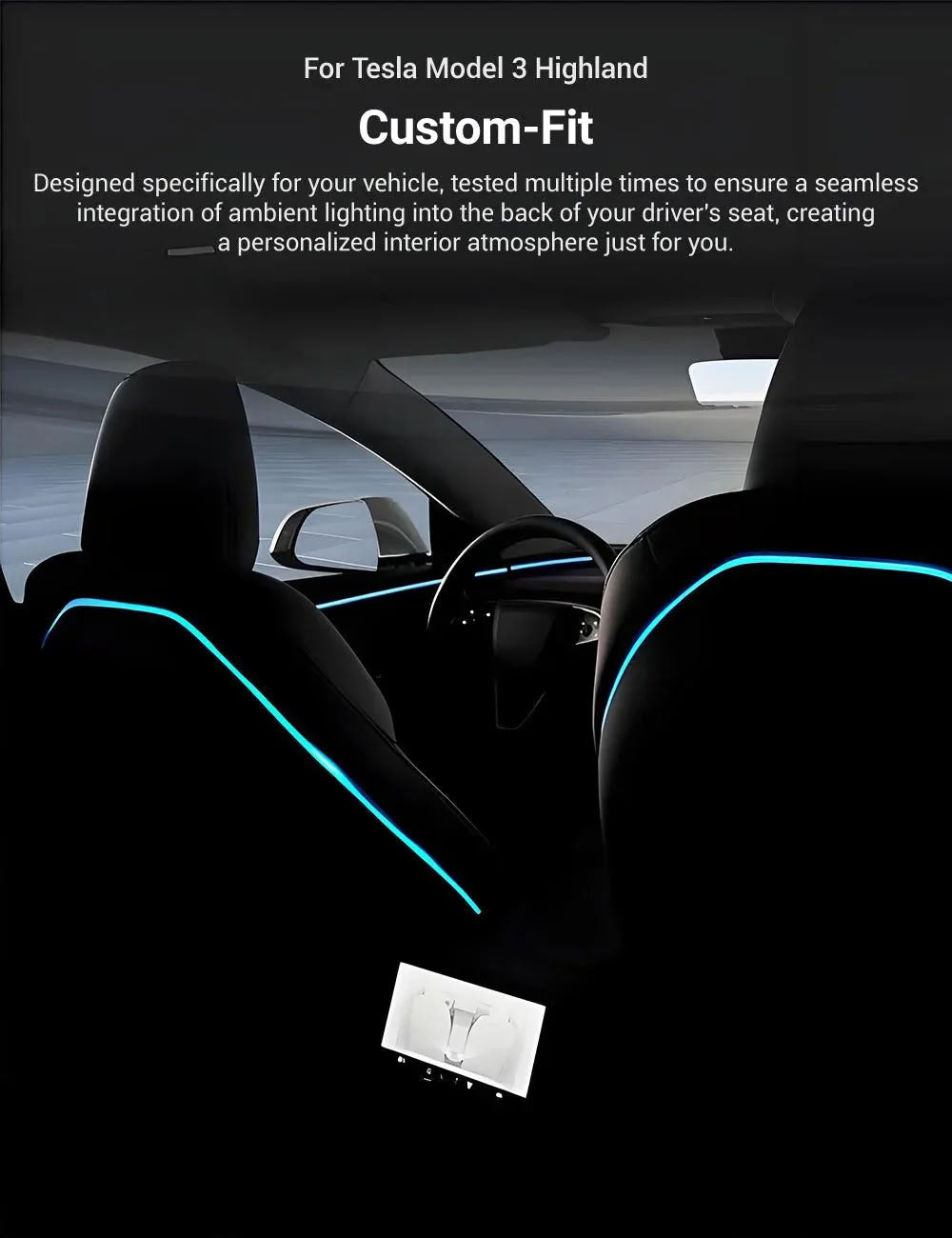 Seat Back Ambient Lighting for Tesla Model 3 Highland 2024+ / New Model Y 2025+ (Set of 2)