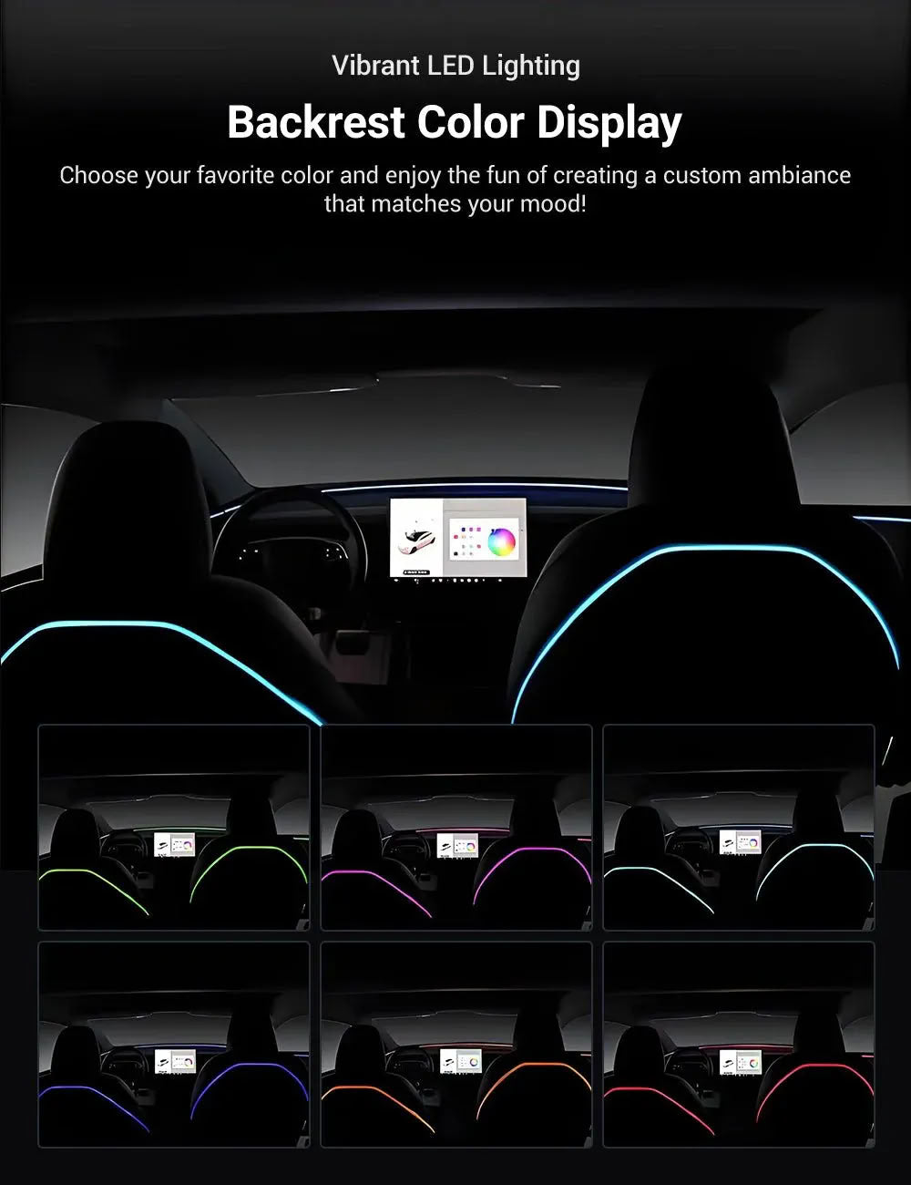 Seat Back Ambient Lighting for Tesla Model 3 Highland 2024+ / New Model Y 2025+ (Set of 2)