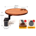 Solid Wood Floating Table for Tesla's Front and Rear Cup Holders 6.5cm – 10cm 2.56in – 3.94 inches Tray Table + Phone Holder + Cup Holder（Standard model）
