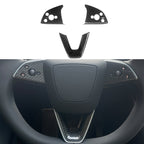 Steering Wheel Bezel Overlay Real Dry Carbon Fiber for Model 3 Highland & Model Y Juniper (3 Pieces)