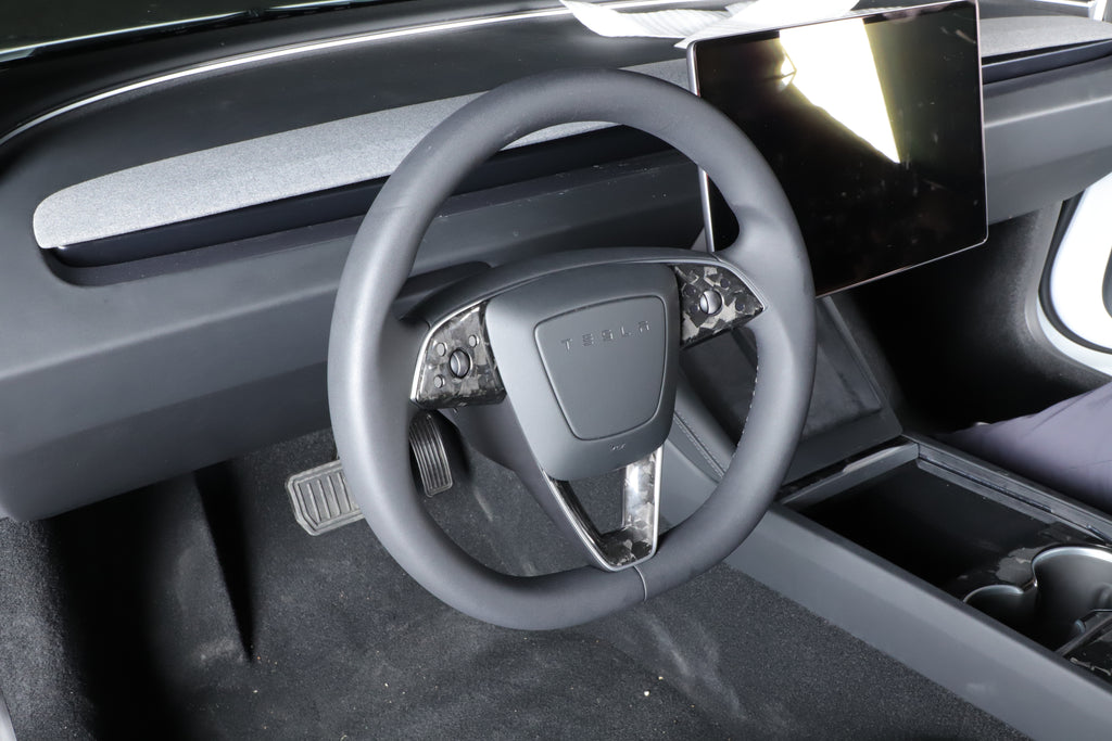 Steering Wheel Bezel Overlay Real Dry Carbon Fiber for Model 3 Highland & Model Y Juniper (3 Pieces) Model 3 Highland 2024+ Forged