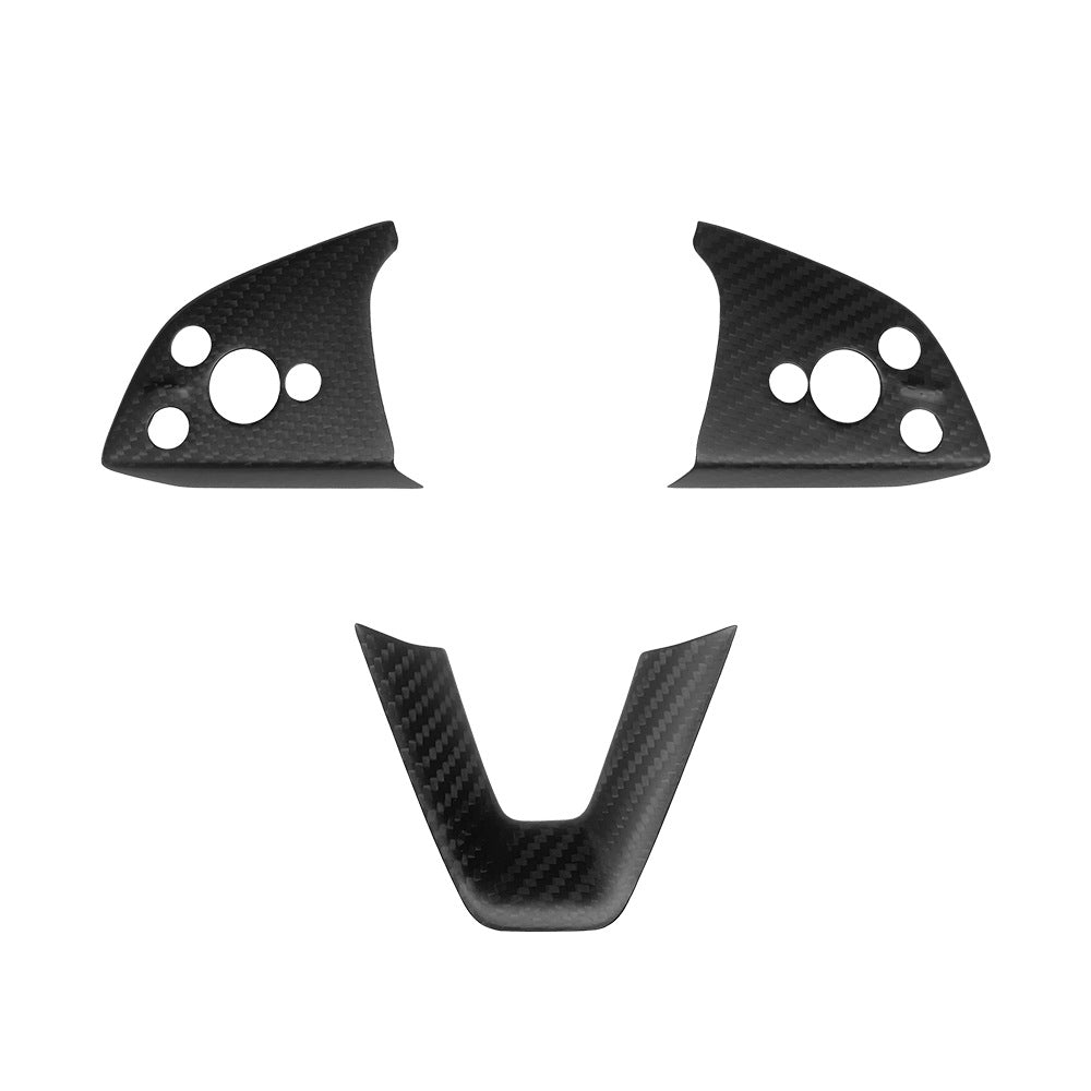 Steering Wheel Bezel Overlay Real Dry Carbon Fiber for Model 3 Highland & Model Y Juniper (3 Pieces) New Model Y 2025+ Matte