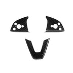 Steering Wheel Bezel Overlay Real Dry Carbon Fiber for Model 3 Highland & Model Y Juniper (3 Pieces) New Model Y 2025+ Glossy