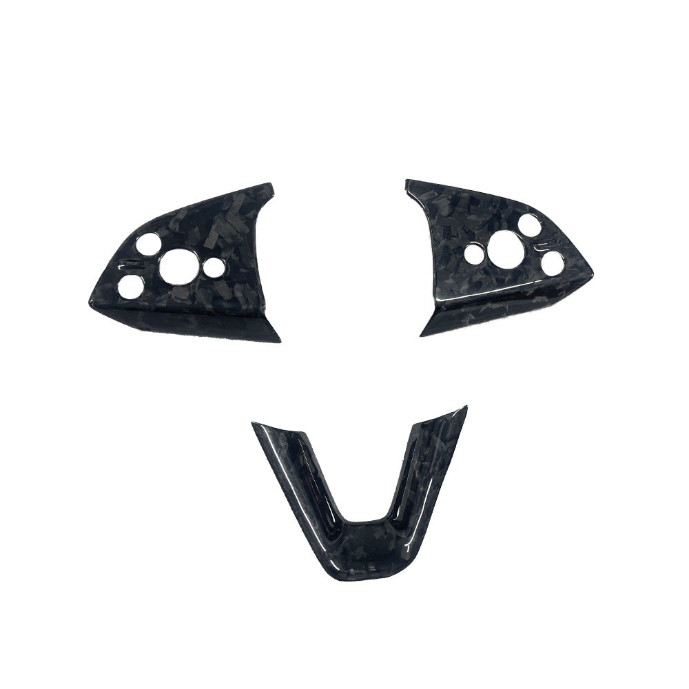 Steering Wheel Bezel Overlay Real Dry Carbon Fiber for Model 3 Highland & Model Y Juniper (3 Pieces) New Model Y 2025+ Forged
