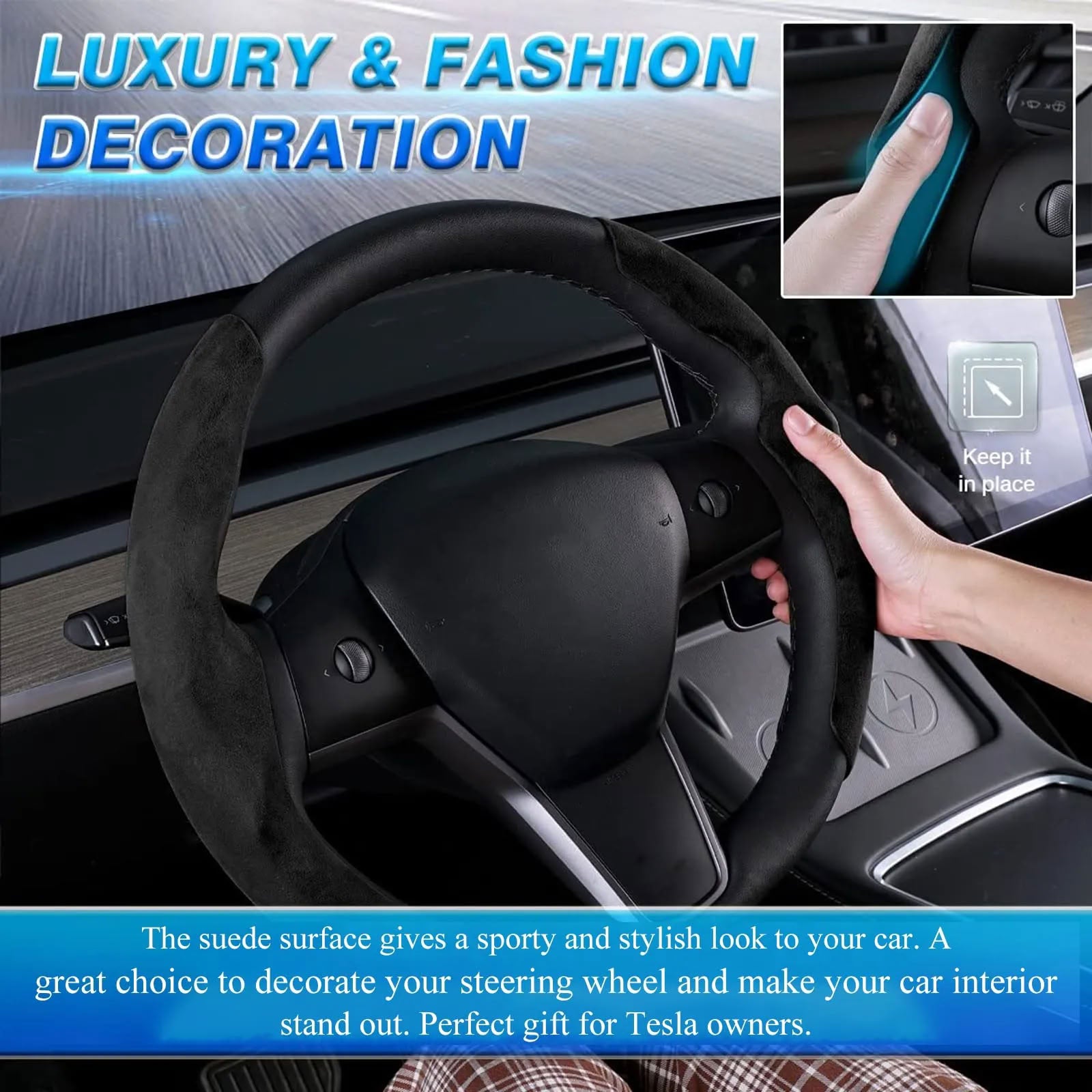 Steering Wheel Cover for Tesla Model 3/Y (2 Piece Kit)