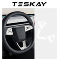 Steering Wheel Decoration Sticker for Tesla Model 3 Highland / Y Juniper White