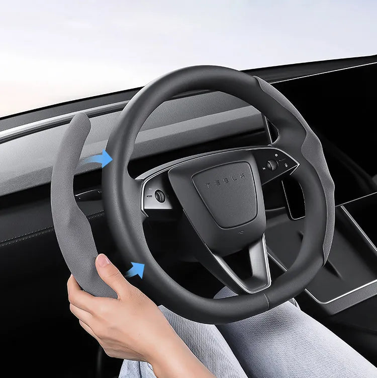 Suede Sport Steering Wheel Cover for Tesla Model 3 Highland / Y Juniper - Teskay