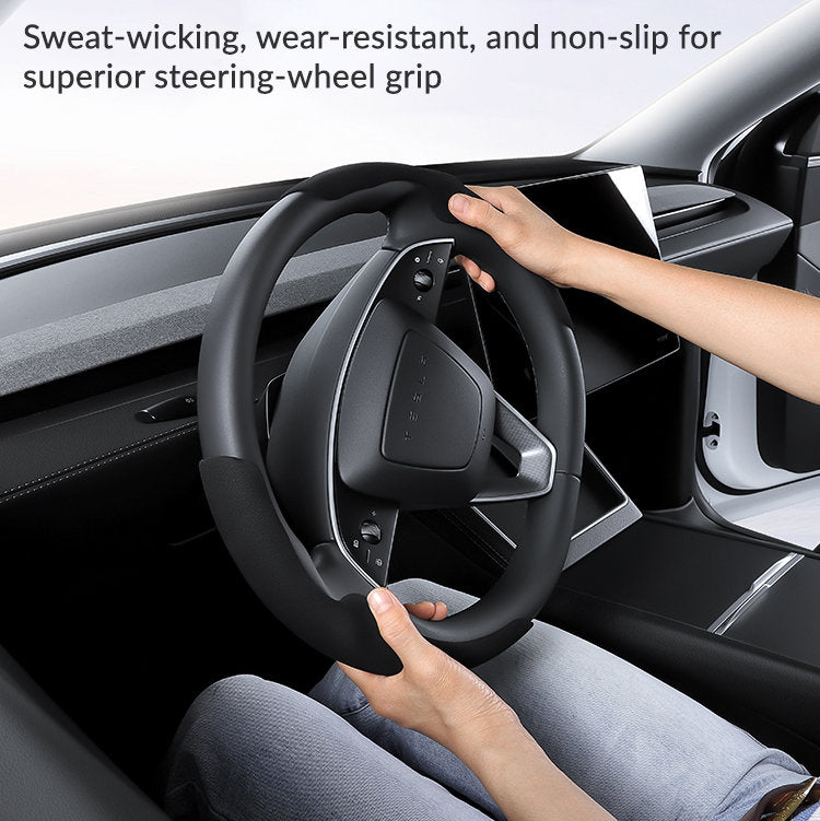 Suede Sport Steering Wheel Cover for Tesla Model 3 Highland / Y Juniper - Teskay