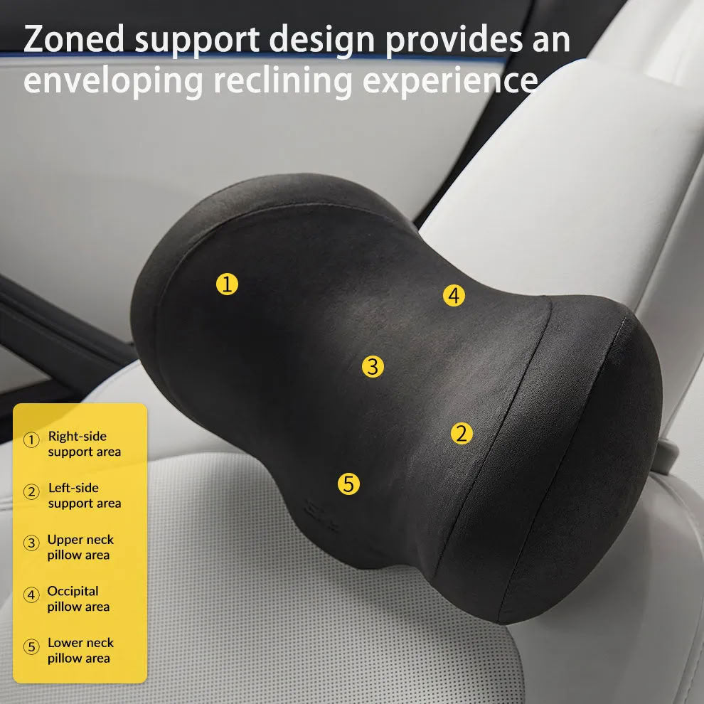 Suede Memory Foam Neck Pillow for Tesla Model 3/Y - Height Adjustable