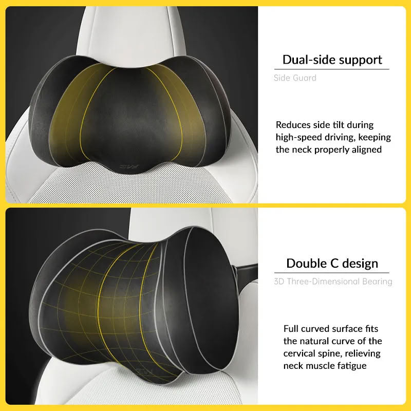 Suede Memory Foam Neck Pillow for Tesla Model 3/Y - Height Adjustable