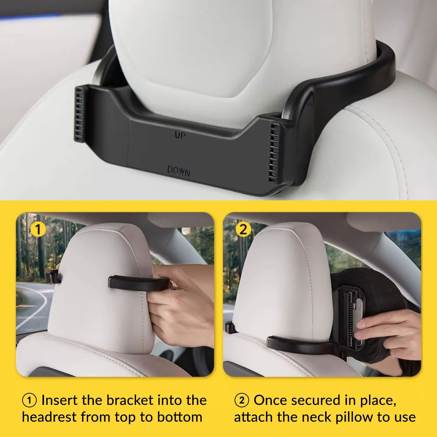 Suede Memory Foam Neck Pillow for Tesla Model 3/Y - Height Adjustable