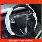 Suede Sport Steering Wheel Cover for Tesla Model 3 /Y White