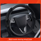 Suede Sport Steering Wheel Cover for Tesla Model 3 /Y Black