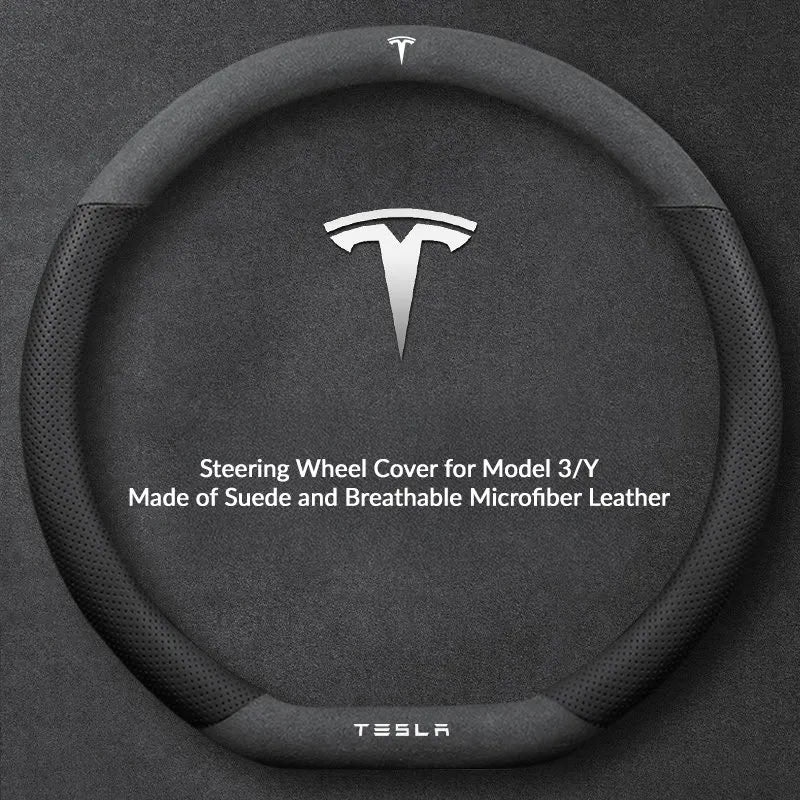 Suede Steering Wheel Cover for Tesla Model 3/Y