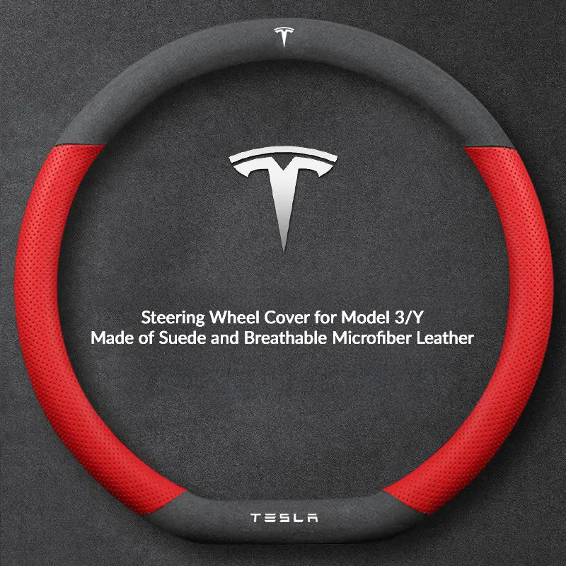 Suede Steering Wheel Cover for Tesla Model 3/Y