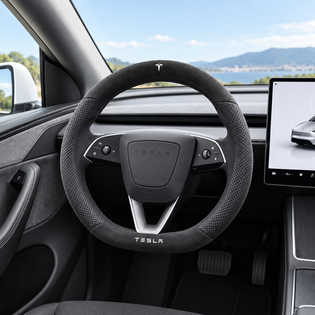 Suede Steering Wheel Cover for Tesla Model 3/Y