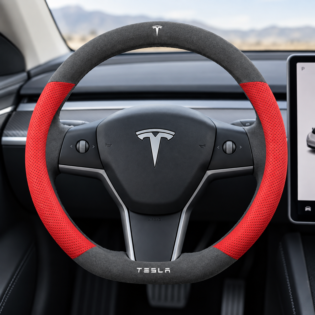 Suede Steering Wheel Cover for Tesla Model 3/Y