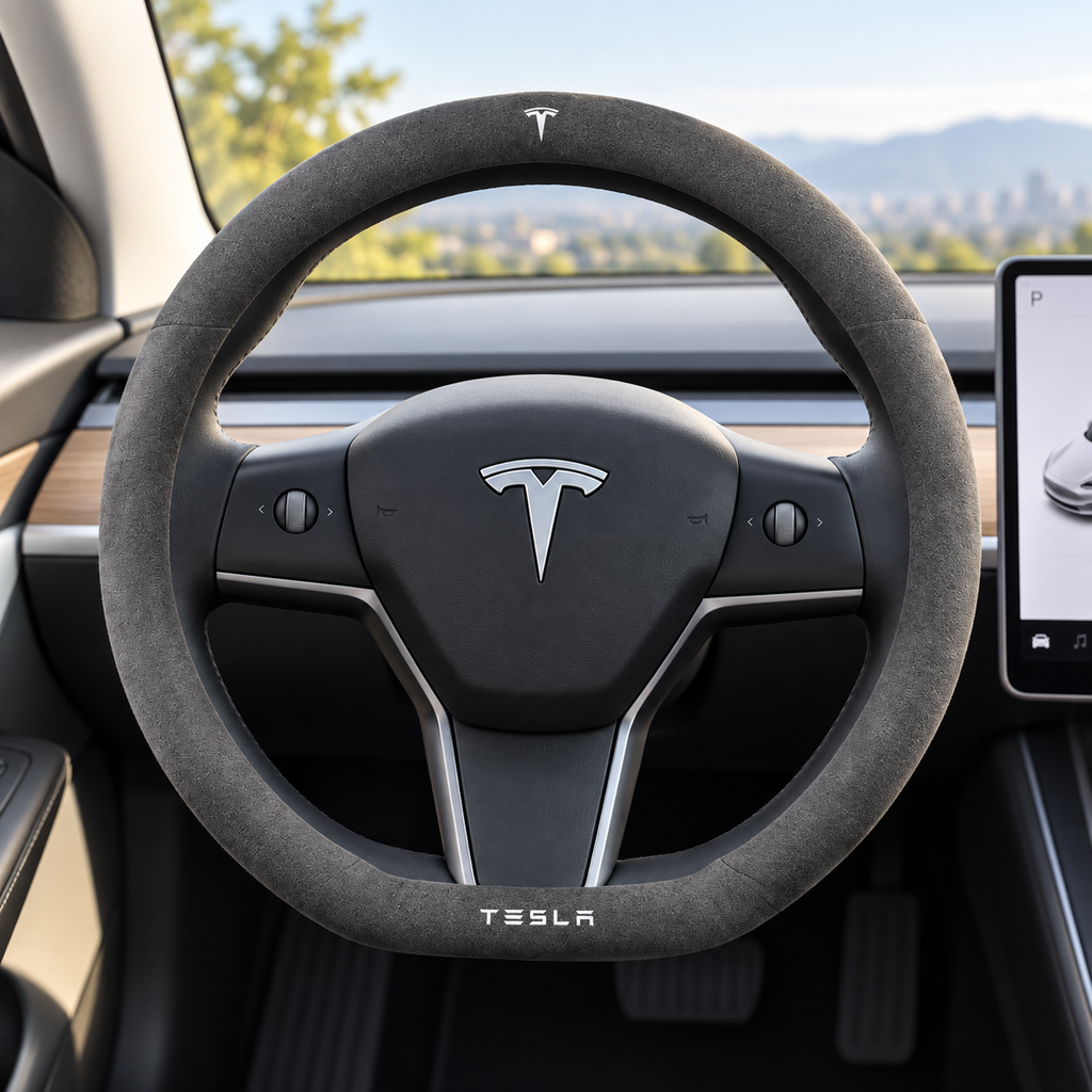 Suede Steering Wheel Cover for Tesla Model 3/Y