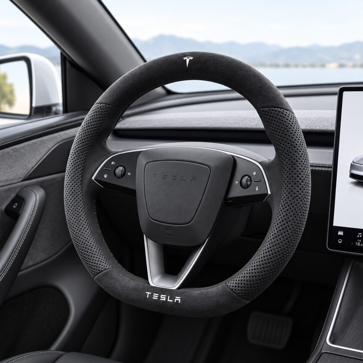 Suede Steering Wheel Cover for Tesla Model 3/Y