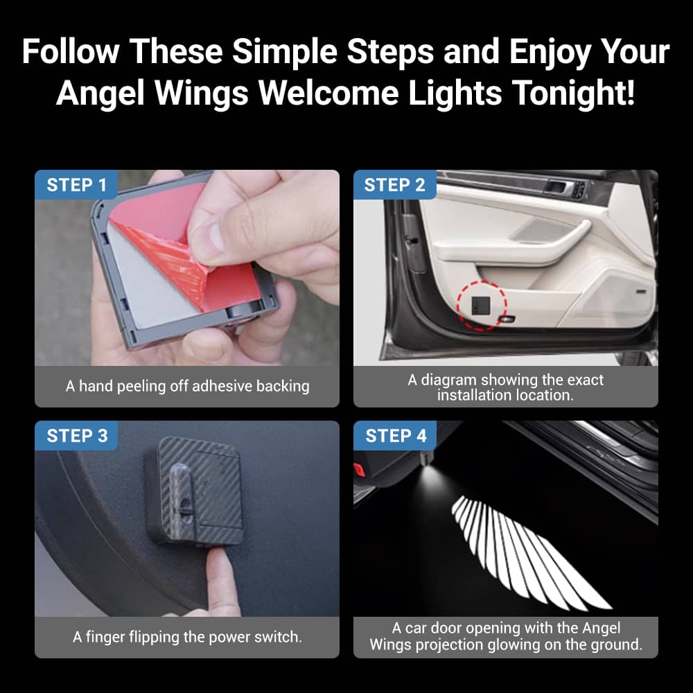 Angel Wings Door Welcome Lights for Model 3/Y/S/X