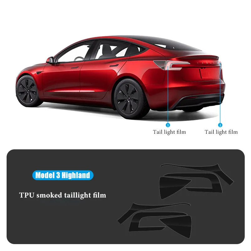 TPU HD Front and Rear Light Protective Film for Tesla Model 3 Highland 2024+
