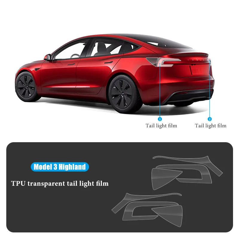 TPU HD Front and Rear Light Protective Film for Tesla Model 3 Highland 2024+