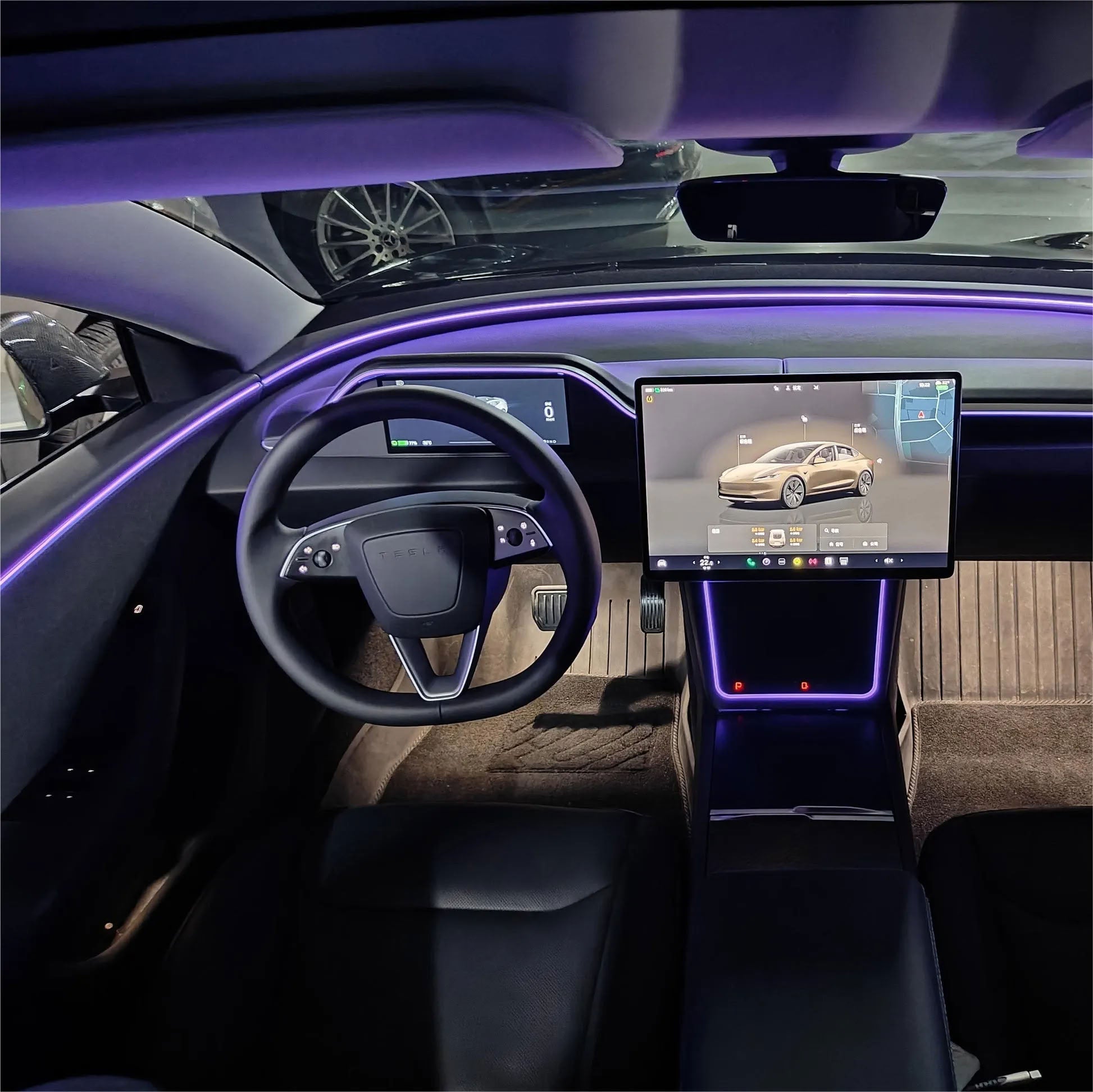 Tesla 8.9 Inch Dashboard Display with Ambient Lighting for Model 3 Highland/Model Y Juniper