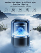 Tesla Cloud Mist Car Diffuser with Ambient Lighting – For Model 3/Y/S/X | Relaxing Aroma & Mood Lighting - teskay2