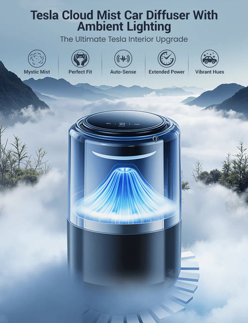 Tesla Cloud Mist Car Diffuser with Ambient Lighting – For Model 3/Y/S/X | Relaxing Aroma & Mood Lighting - teskay2