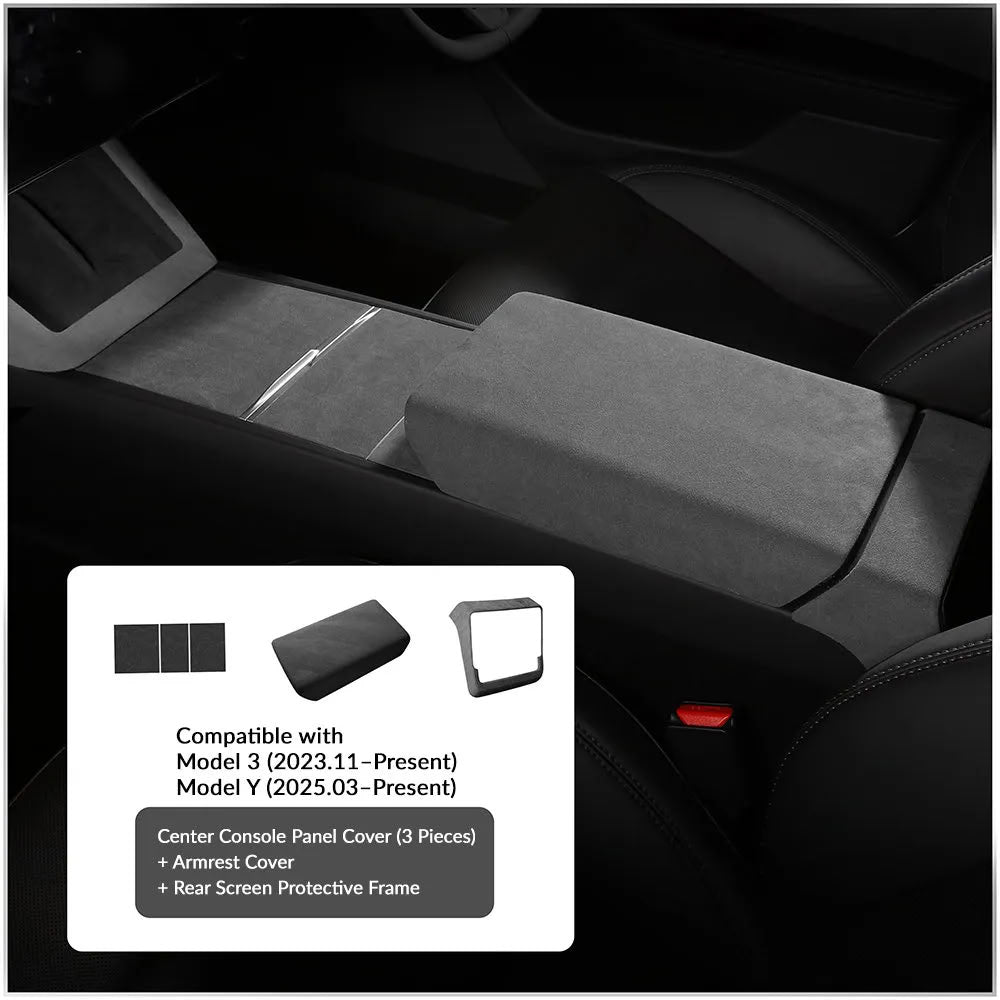Tesla Model 3 Highland / Y Juniper Suede Armrest Cover & Interior Trim Kit (5-Piece)-3