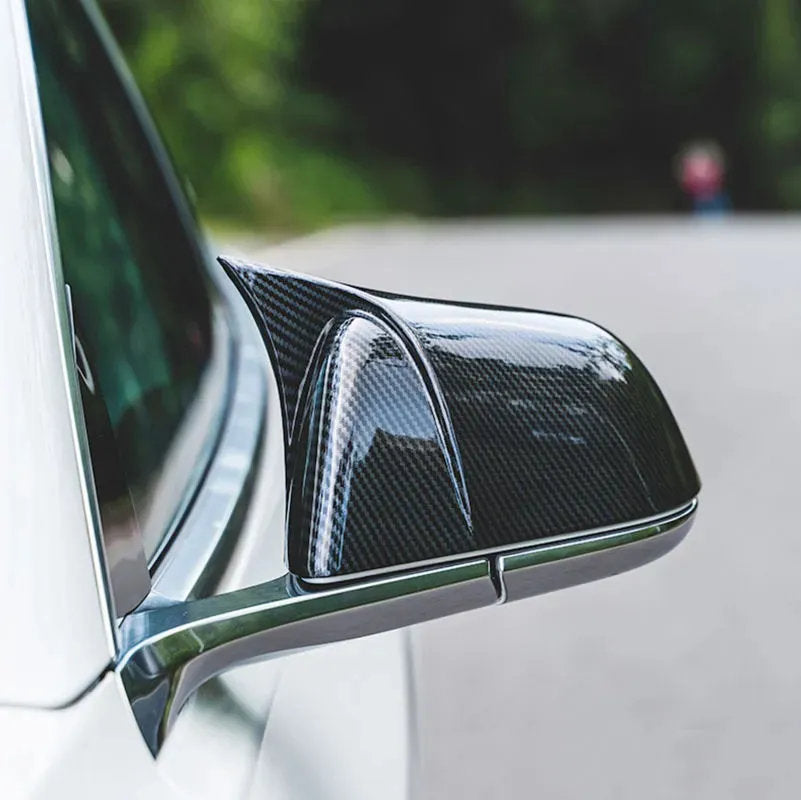 Tesla Model 3 Mirror Cover in the Shape of a Bullhorn