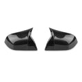 Tesla Model 3 Mirror Cover in the Shape of a Bullhorn Gloss Black Carbon Fiber Pattern