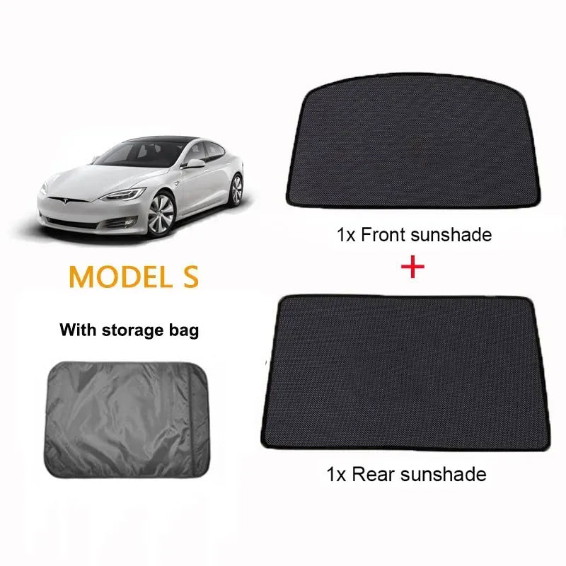 Tesla Model S (2016-Present) Glass Roof Sunshade and Front & Rear Sunroof Sunshade
