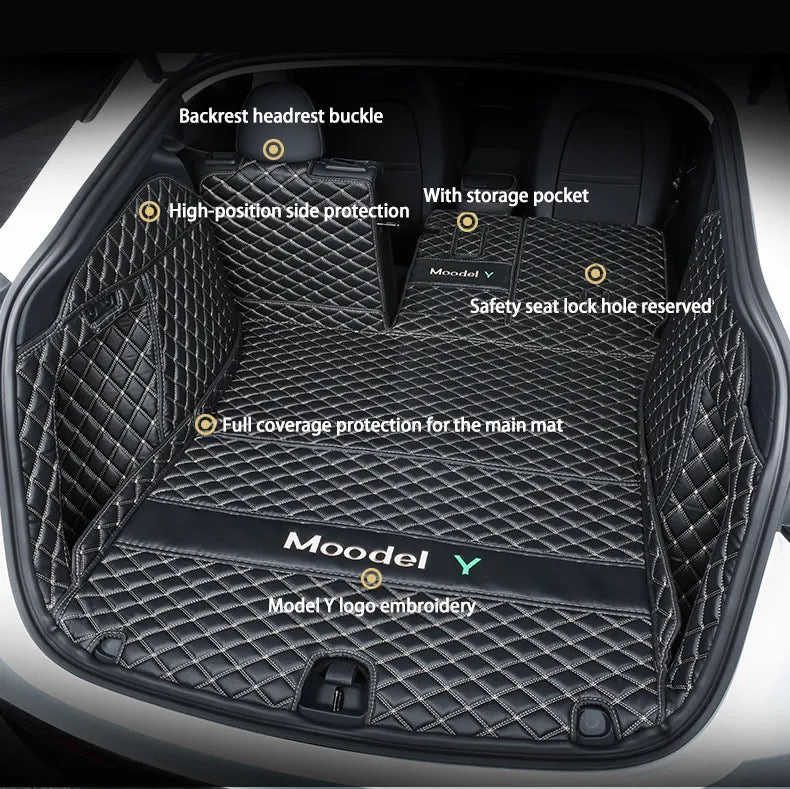 Tesla Model Y Trunk Mats – Waterproof, Soundproof, Stain-Resistant