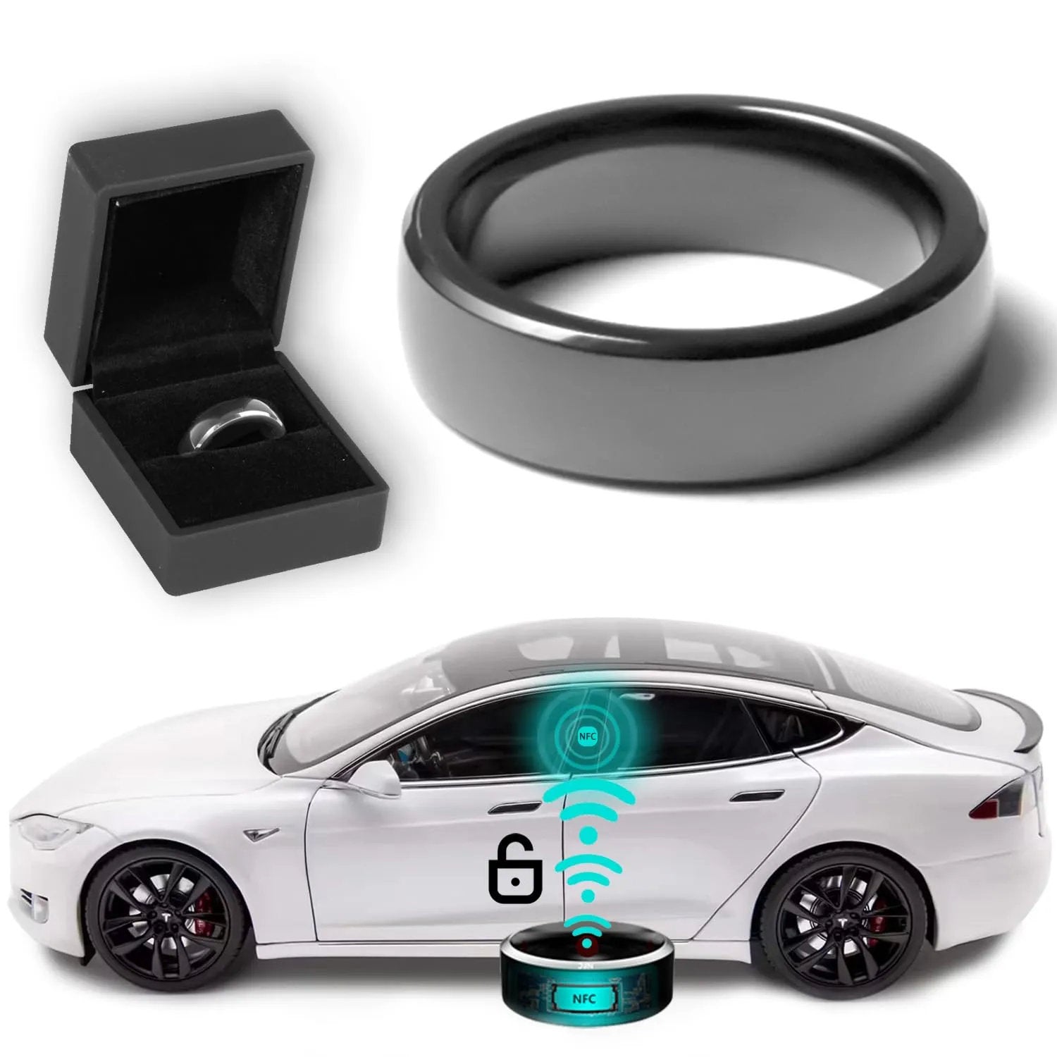 Tesla Smart Key Ring for Model 3/Y – Zirconia Ceramic RFID Key