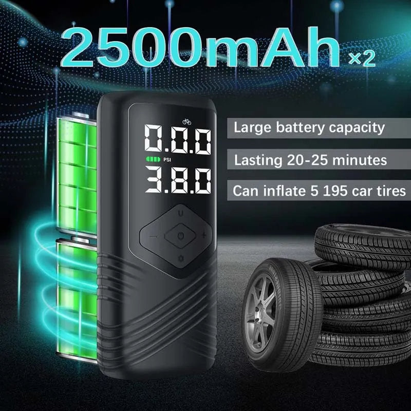 Tesla Smart Wireless Inflatable Pump – 150 PSI, 5000mAh Battery, Portable & Intelligent Tire Inflato
