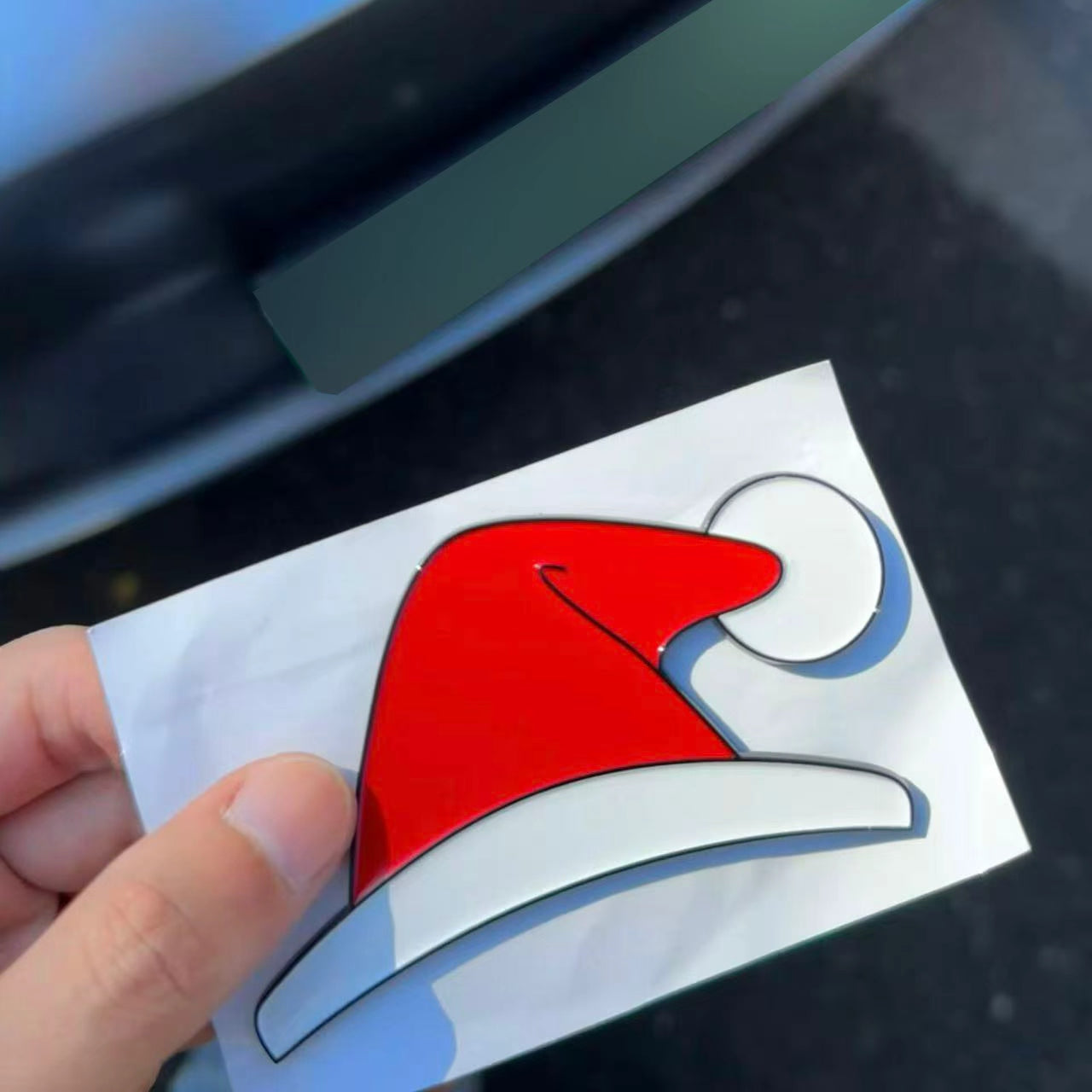 Tesla Christmas Hat Emblem Sticker for Model 3/Y/S/X