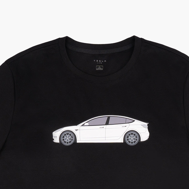 Tesla Life Black/White Model 3 Knit T-Shirt - teskay