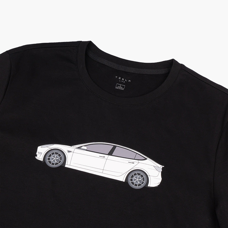 Tesla Life Black/White Model 3 Knit T-Shirt - teskay