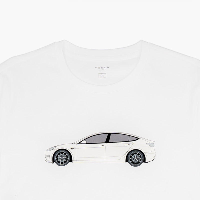 Tesla Life Black/White Model 3 Knit T-Shirt - teskay