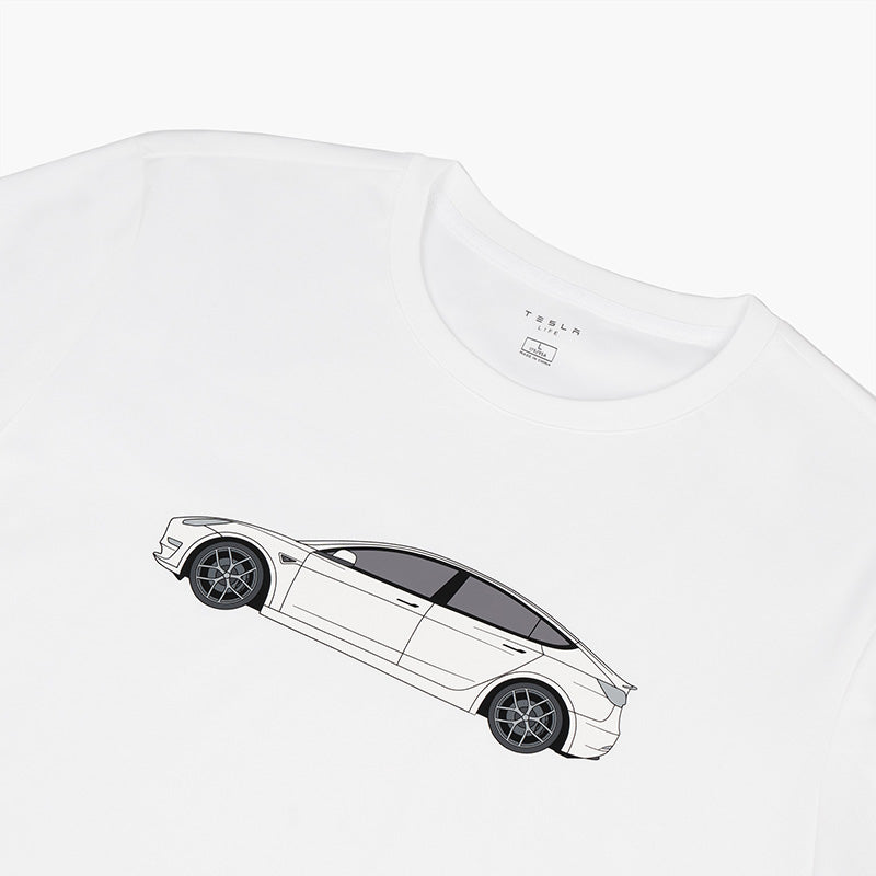 Tesla Life Black/White Model 3 Knit T-Shirt - teskay