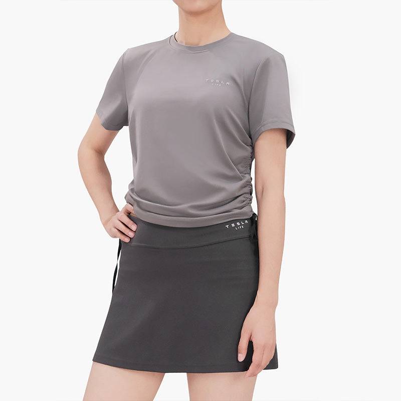 Tesla Life Personalized Drawstring Yoga Short Sleeve T-Shirt - teskay