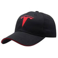 Tesla Lifestyle Cap - Casual Embroidered Adjustable Cap Black Red-A