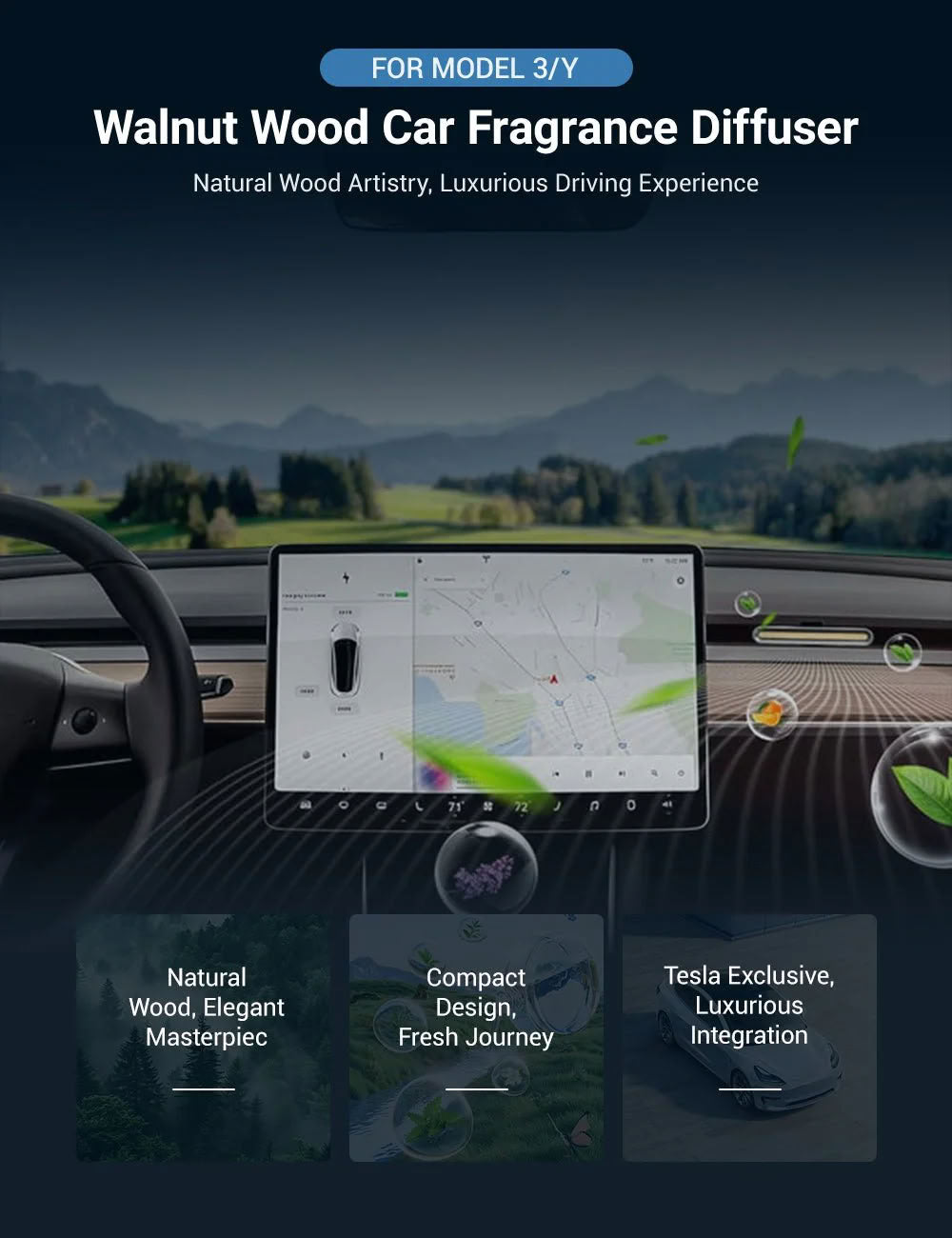 Tesla Model 3 / Model Y Air Freshener – Air Vent Diffuser with Natural Fragrance-2